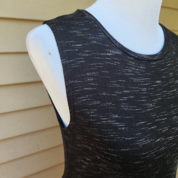 Antistar Black Marled Bodycon Dress Ruched Sides Sleeveless Crewneck - Picture 5 of 13